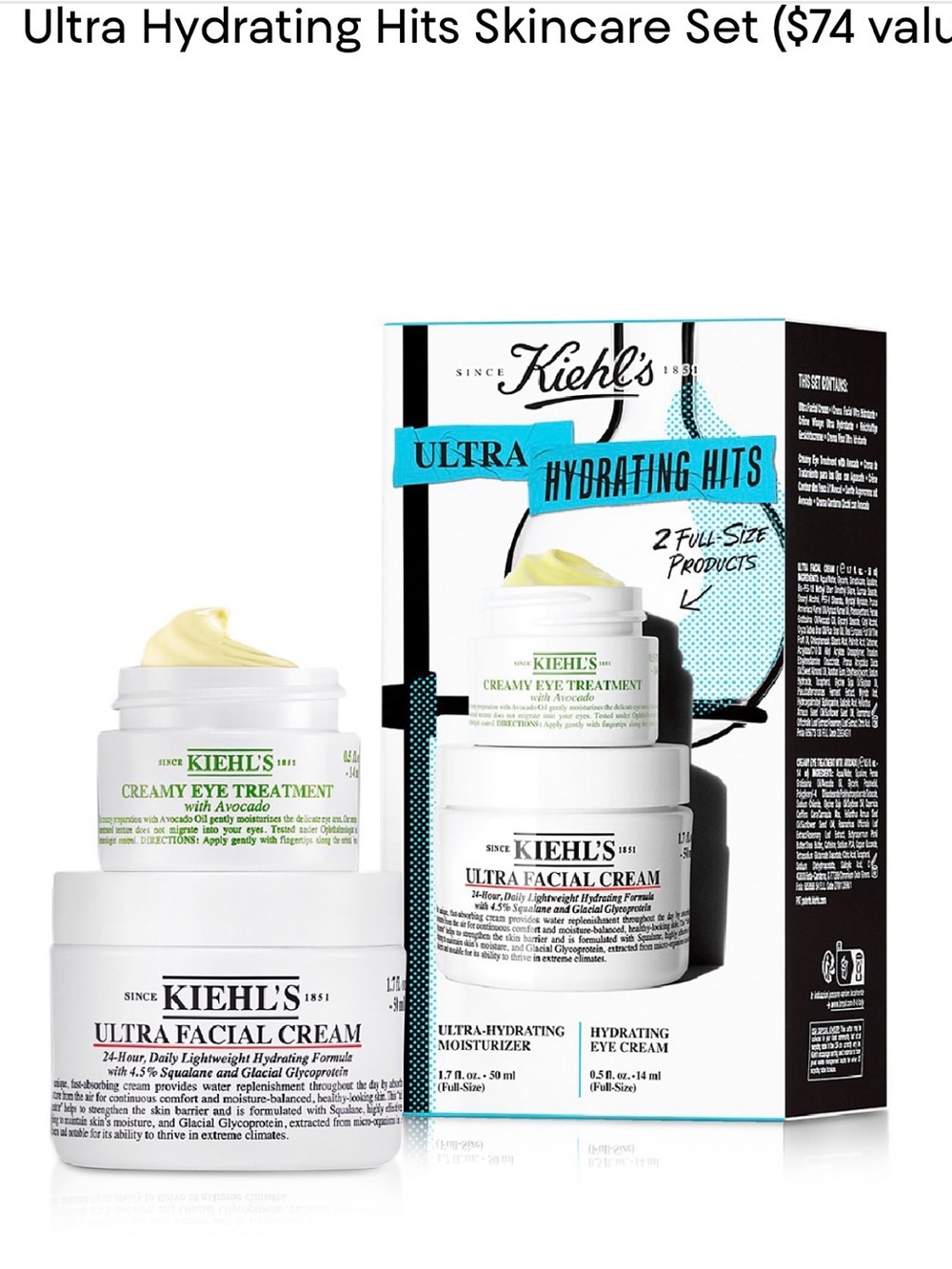 NIB Kiehls Ultra Hydrating Hits Skincare Set $74 MSRP